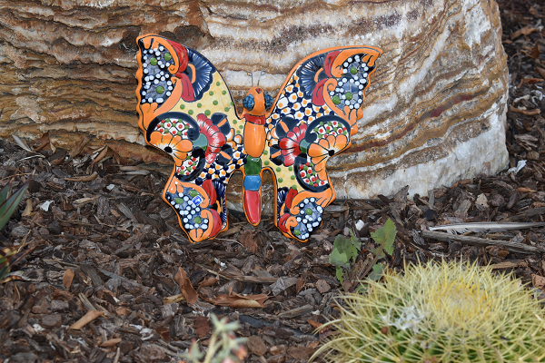 Butterfly Handcrafted Colorful Talavera Sevilla Yellow-style Mexican Pottery