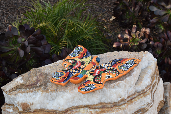 Butterfly Handcrafted Colorful Talavera Sevilla Yellow-style Mexican Pottery