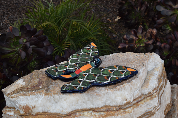 Butterfly Handcrafted Talavera Peacock Green-Style Mexican Pottery