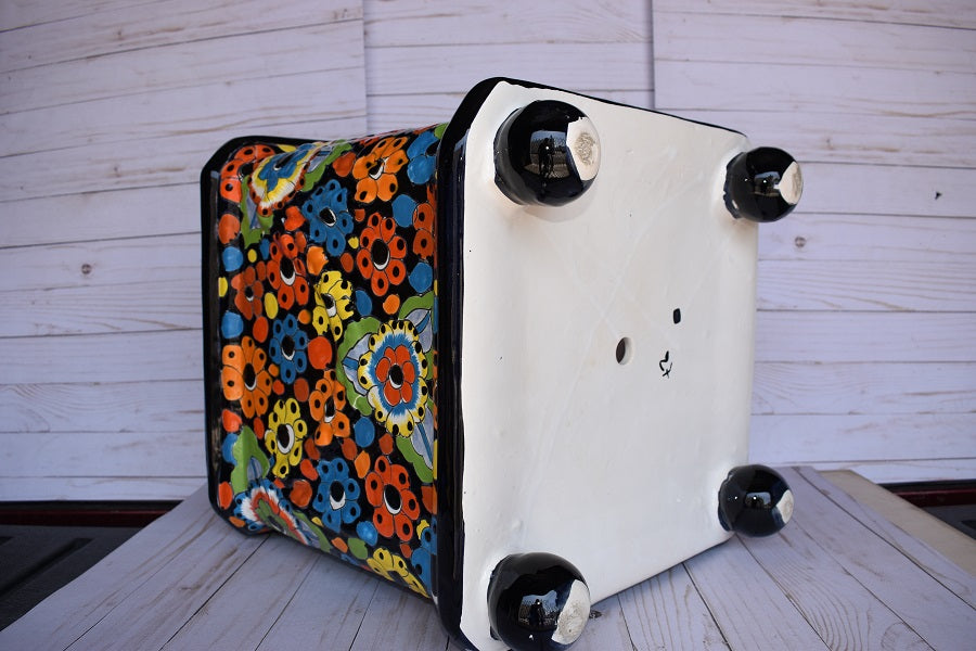 Square Flowerplanter Handcrafted Talavera Colorful Flowers