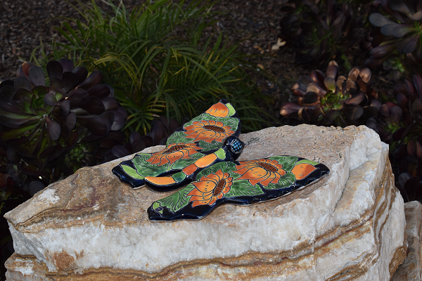 Butterfly Handcrafted Talavera Sunflower-style Mexican Pottery