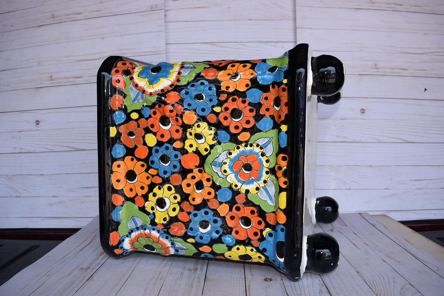 Square Flowerplanter Handcrafted Talavera Colorful Flowers