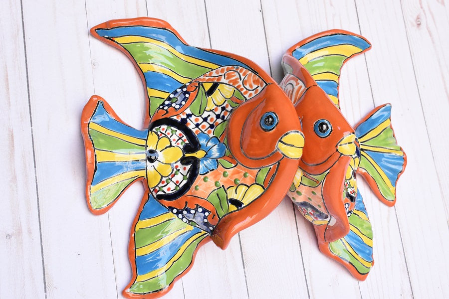 Angelfish- Hancrafted Talavera Ceramic in Sevilla Brown Design
