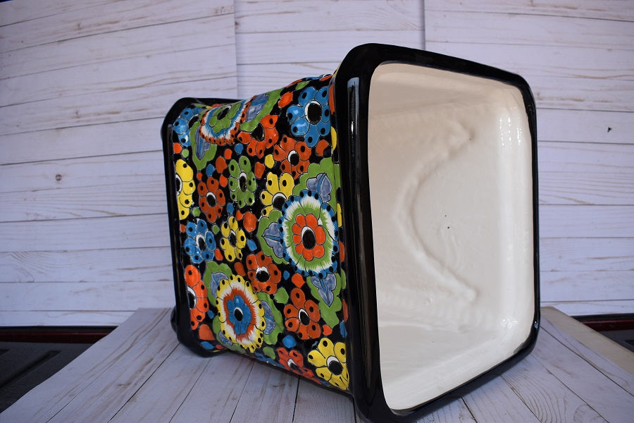 Square Flowerplanter Handcrafted Talavera Colorful Flowers
