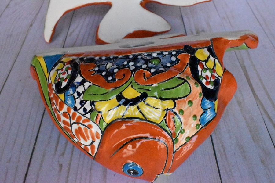 Angelfish- Hancrafted Talavera Ceramic in Sevilla Brown Design