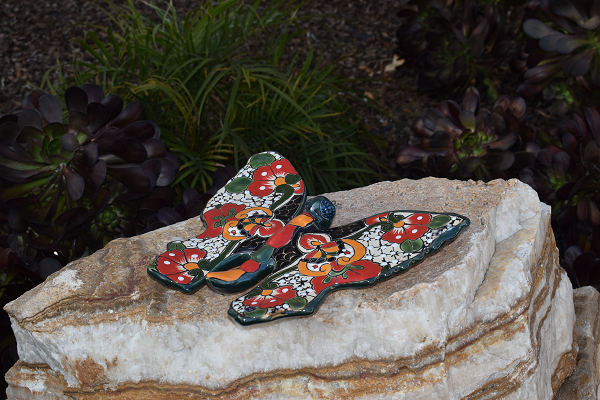 Butterfly Handcrafted Colorful Talavera Mayan- Style Mexican Pottery