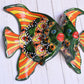 Angelfish- Hancrafted Talavera Ceramic in Green & Red Peacock Design