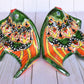 Angelfish- Hancrafted Talavera Ceramic in Green & Red Peacock Design