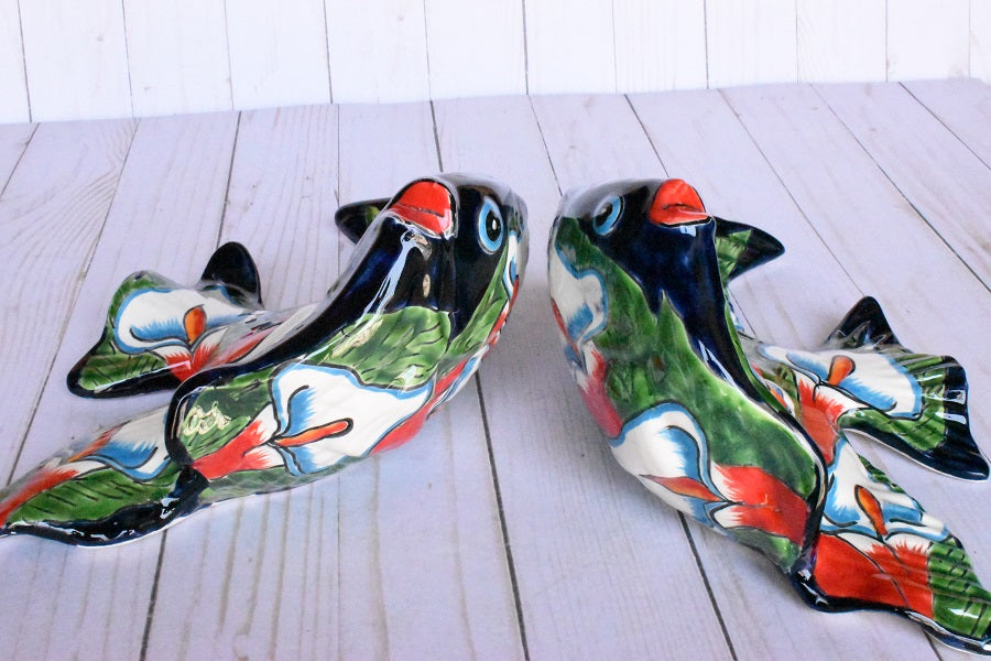 Angelfish- Hancrafted Talavera Ceramic in Leaves of Calla lilies Design