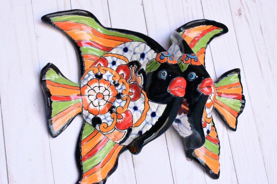 Angelfish- Hancrafted Talavera Ceramic in Puebla White Design