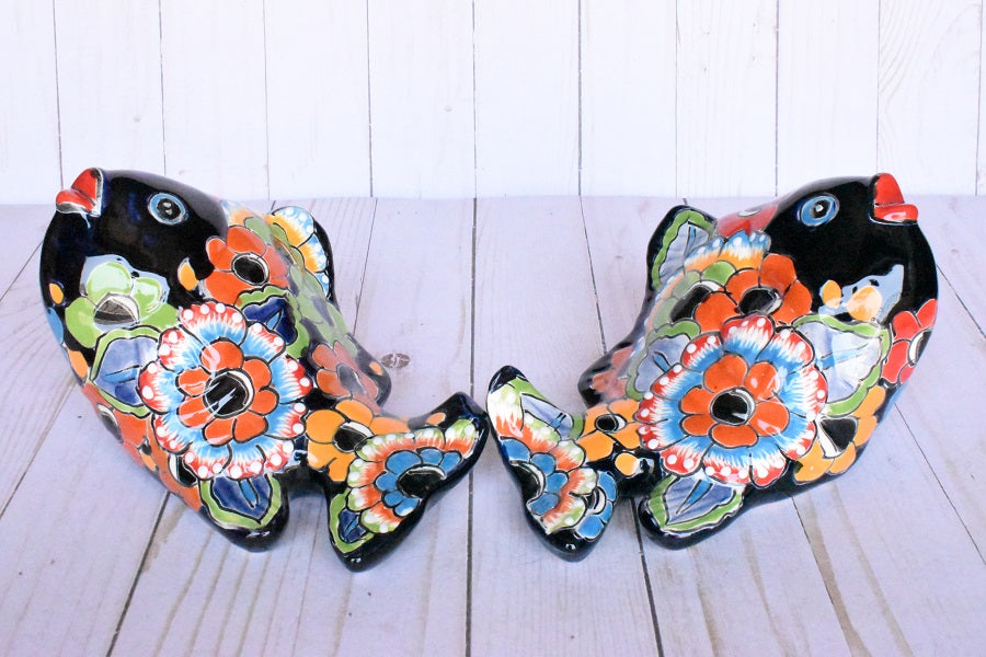 KOI-FISH Handmade Talavera Ceramic in Flowers Design