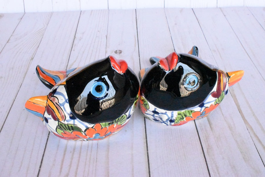 KOI-FISH Handmade Talavera Ceramic in White Puebla Design