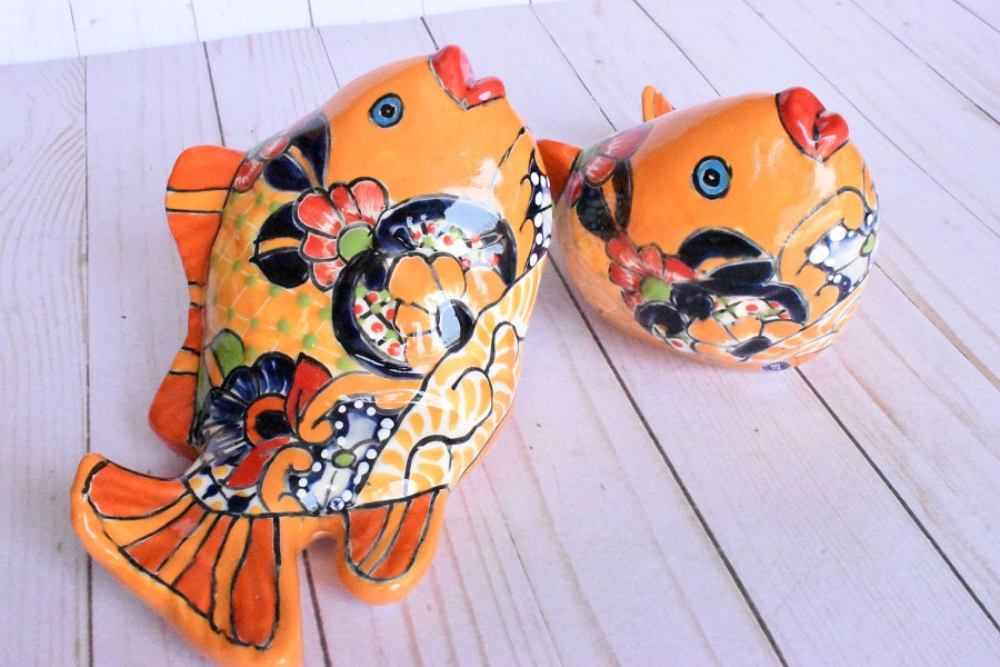 KOI-FISH Handmade Talavera Ceramic in Sevilla Yellow Design