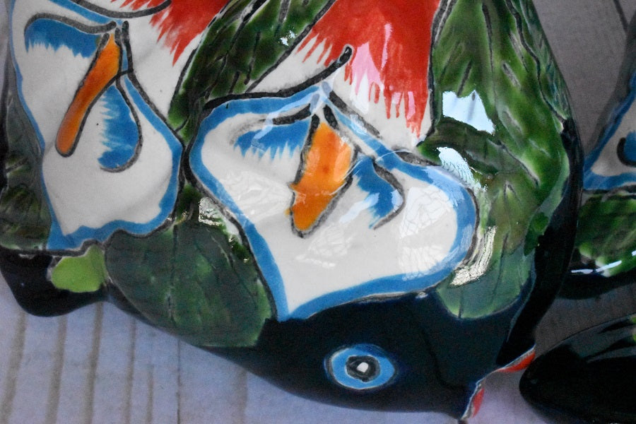 KOI-FISH Handmade Talavera Ceramic Calla-lilies Design