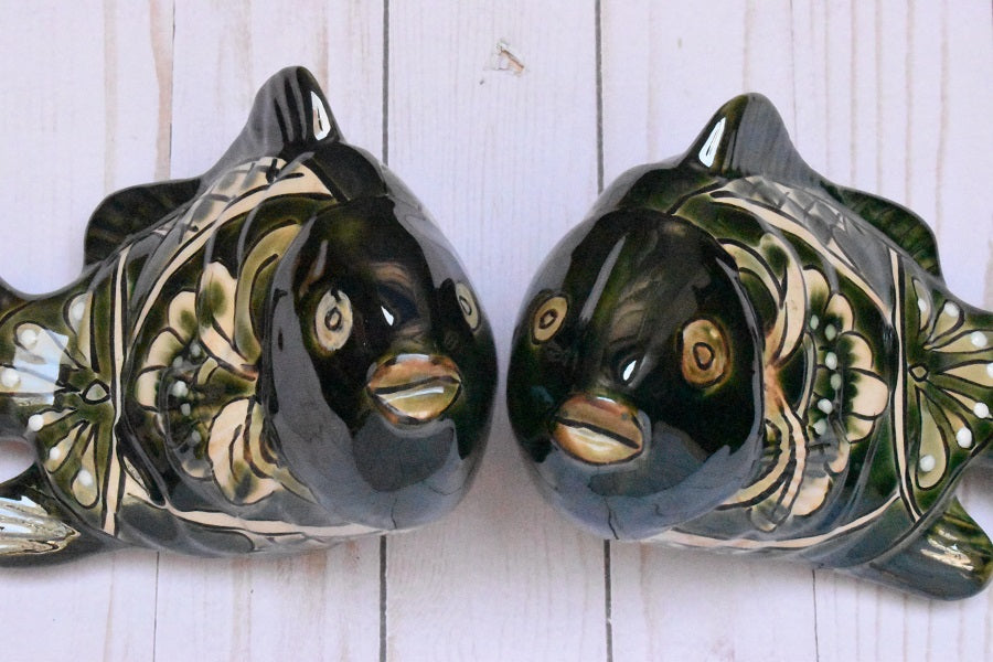 KOI-FISH Handmade Talavera Green Leaf Design