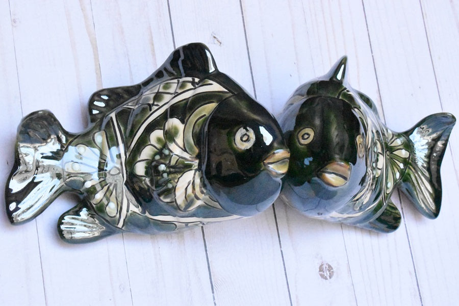 KOI-FISH Handmade Talavera Green Leaf Design