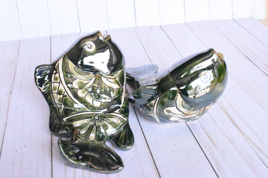 KOI-FISH Handmade Talavera Green Leaf Design