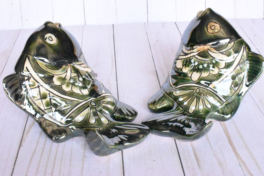 KOI-FISH Handmade Talavera Green Leaf Design