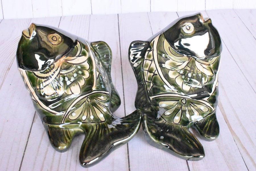 KOI-FISH Handmade Talavera Green Leaf Design