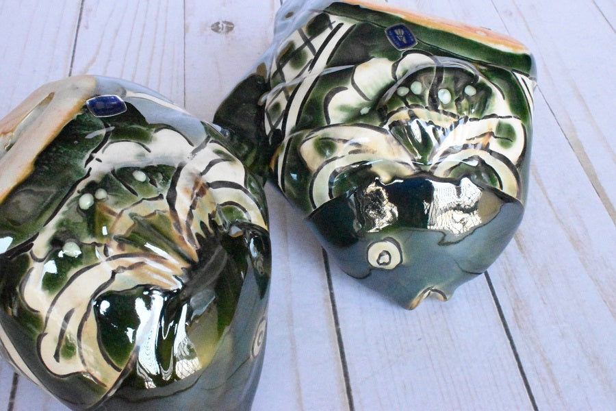KOI-FISH Handmade Talavera Green Leaf Design