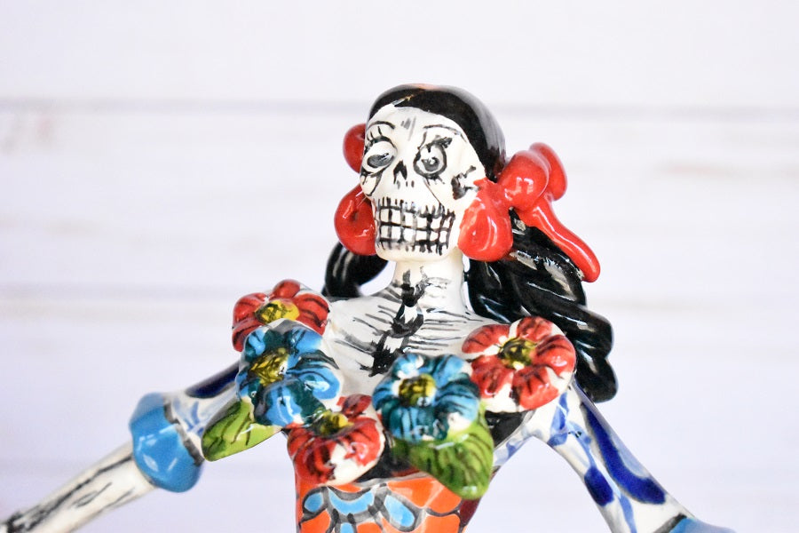 Day of the Dead "Ballerina" Handcrafted White Puebla Design Ceramic
