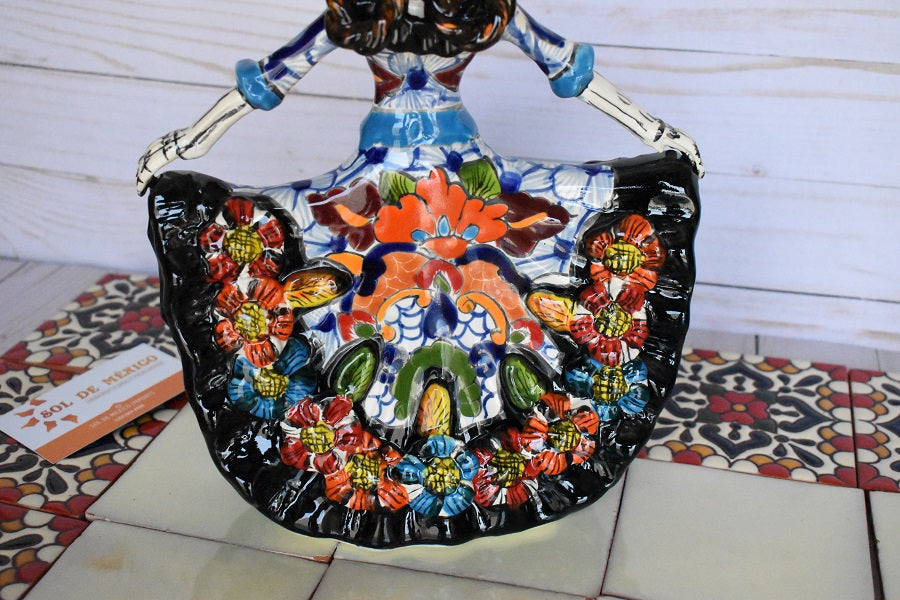 Day of the Dead "Ballerina" Handcrafted White Puebla Design Ceramic