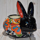Rabbit Planter, Talavera Puebla White Pottery Design, Ceramic Rabbit Flowerpot