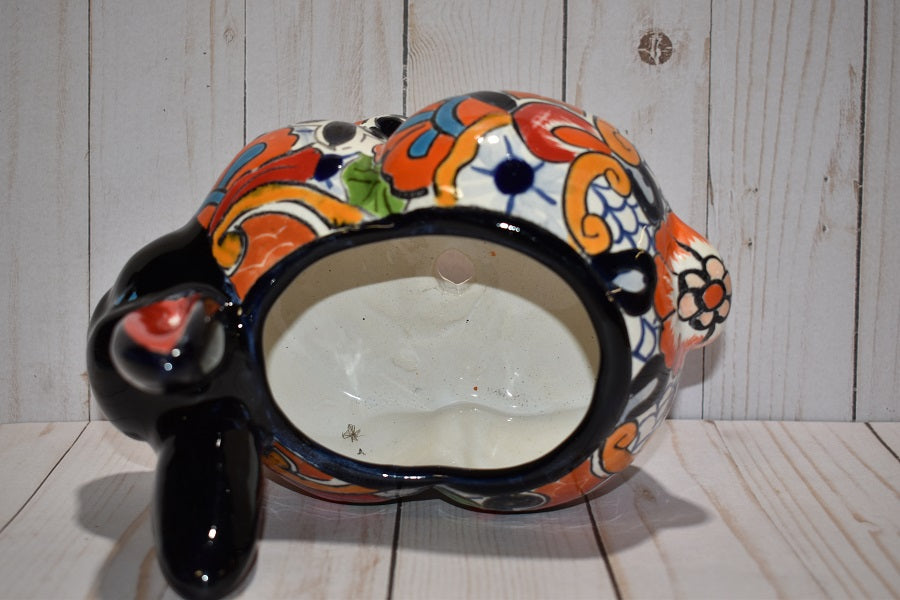 Rabbit Planter, Talavera Puebla White Pottery Design, Ceramic Rabbit Flowerpot
