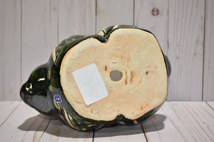 Rabbit Planter, Talavera Green Pottery Design, Ceramic Rabbit Flowerpot