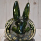 Rabbit Planter, Talavera Green Pottery Design, Ceramic Rabbit Flowerpot