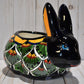 Rabbit Planter, Peacock Green Pottery Design, Ceramic Rabbit Flowerpot