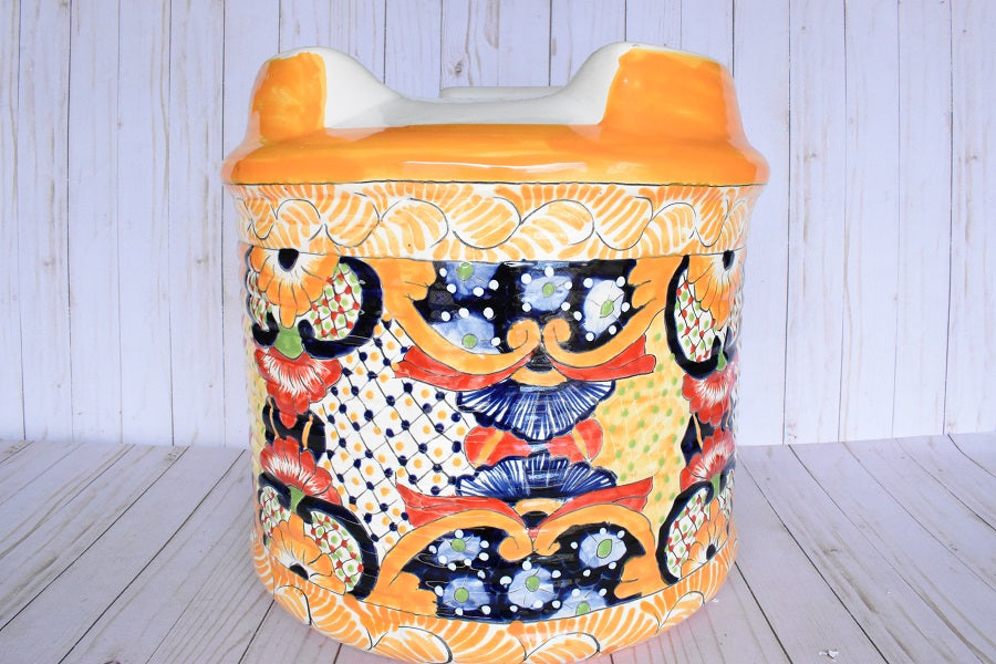 Ringed Round Pot- Marigold Palnter- Sevilla Yellow Design
