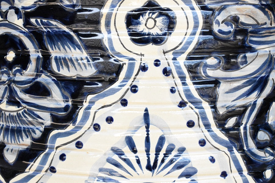 Ringed Round Pot- Talavera Blue Cobalt Design