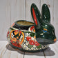 Rabbit Planter, Talavera Mayan Pottery Design, Ceramic Rabbit Flowerpot