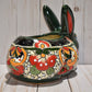 Rabbit Planter, Talavera Mayan Pottery Design, Ceramic Rabbit Flowerpot