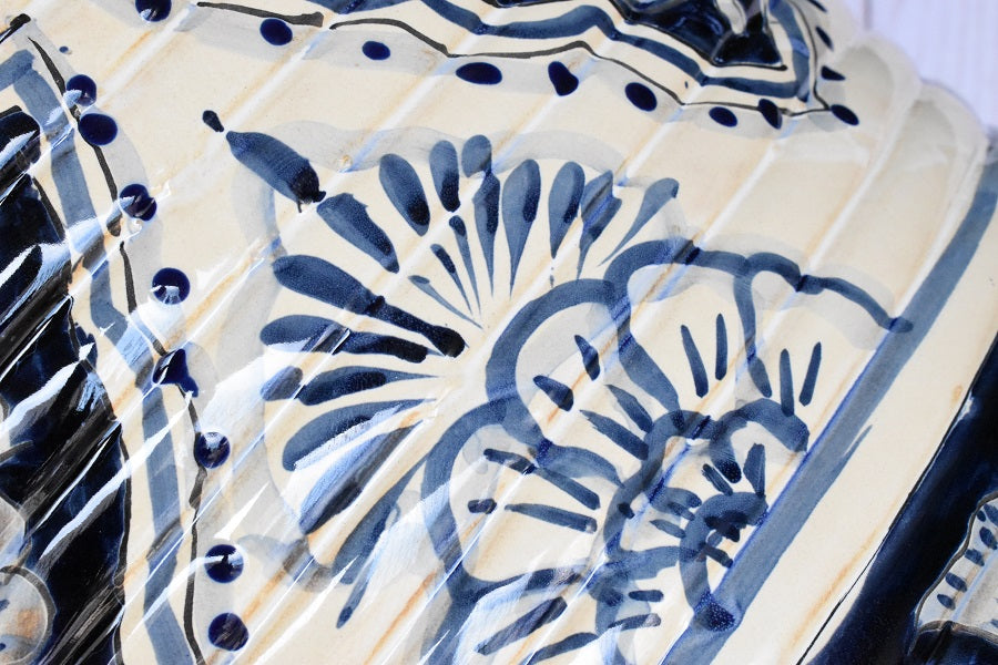 Ringed Round Pot- Talavera Blue Cobalt Design