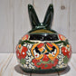 Rabbit Planter, Talavera Mayan Pottery Design, Ceramic Rabbit Flowerpot