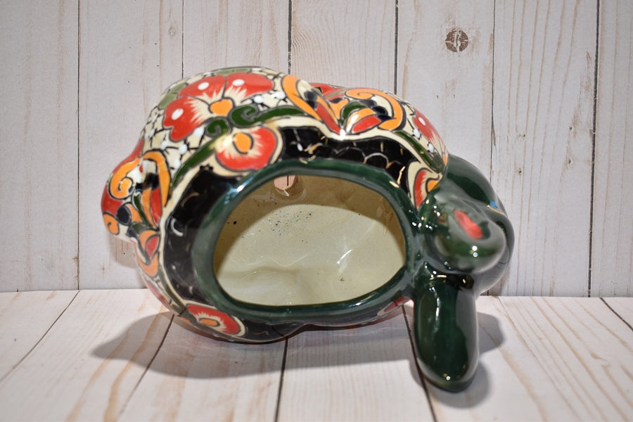 Rabbit Planter, Talavera Mayan Pottery Design, Ceramic Rabbit Flowerpot