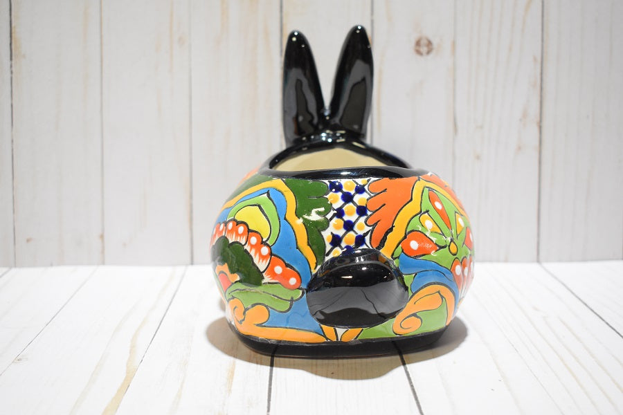 Rabbit Planter, Talavera Pottery, Ceramic Rabbit Flowerpot