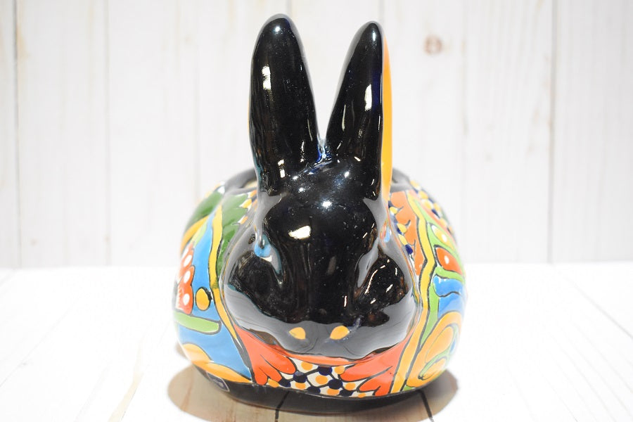 Rabbit Planter, Talavera Pottery, Ceramic Rabbit Flowerpot