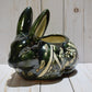 Rabbit Planter, Talavera Green Pottery Design, Ceramic Rabbit Flowerpot
