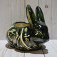 Rabbit Planter, Talavera Green Pottery Design, Ceramic Rabbit Flowerpot