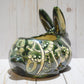 Rabbit Planter, Talavera Green Pottery Design, Ceramic Rabbit Flowerpot