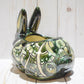 Rabbit Planter, Talavera Green Pottery Design, Ceramic Rabbit Flowerpot