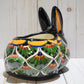 Rabbit Planter, Peacock Green Pottery Design, Ceramic Rabbit Flowerpot