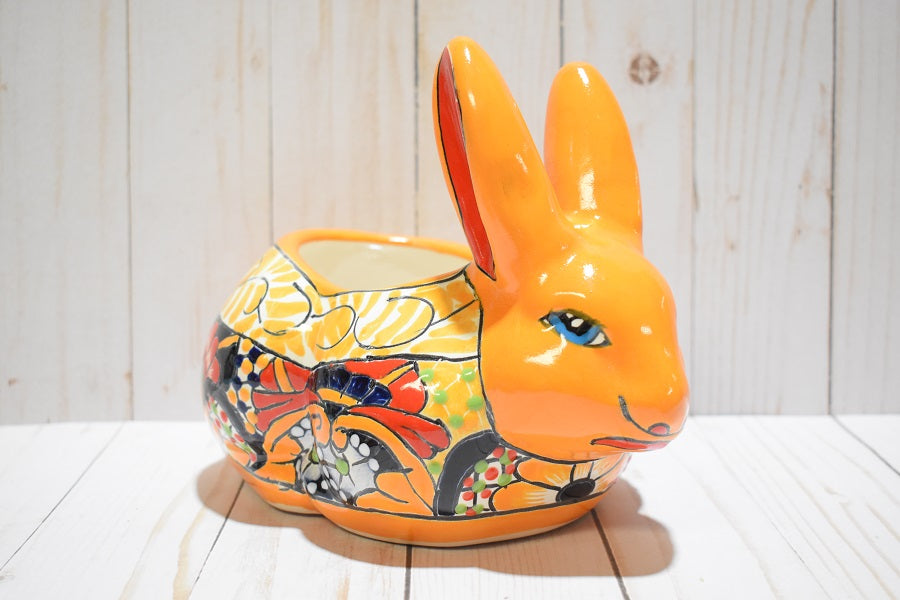 Rabbit Planter, Sevilla Yellow Pottery Design, Ceramic Rabbit Flowerpot