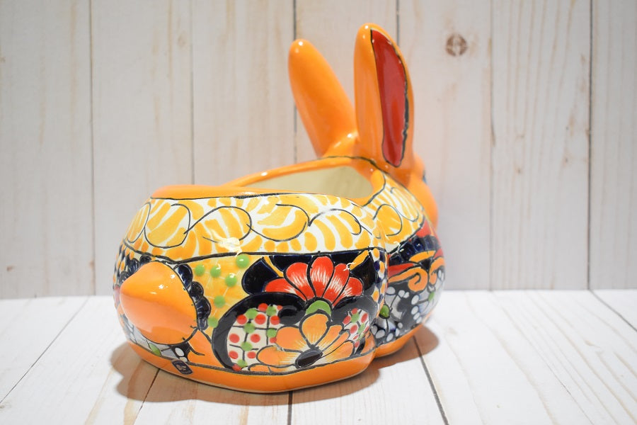 Rabbit Planter, Sevilla Yellow Pottery Design, Ceramic Rabbit Flowerpot