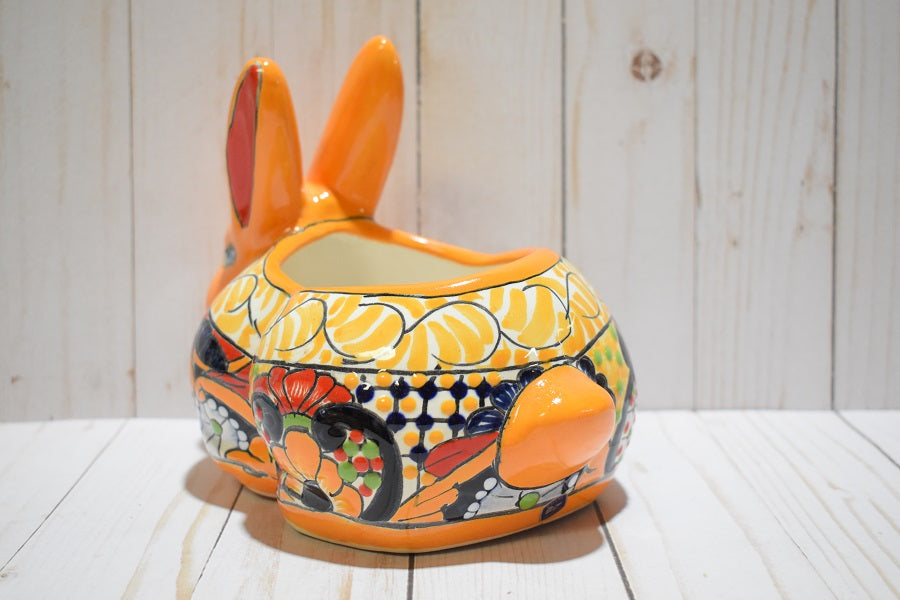 Rabbit Planter, Sevilla Yellow Pottery Design, Ceramic Rabbit Flowerpot