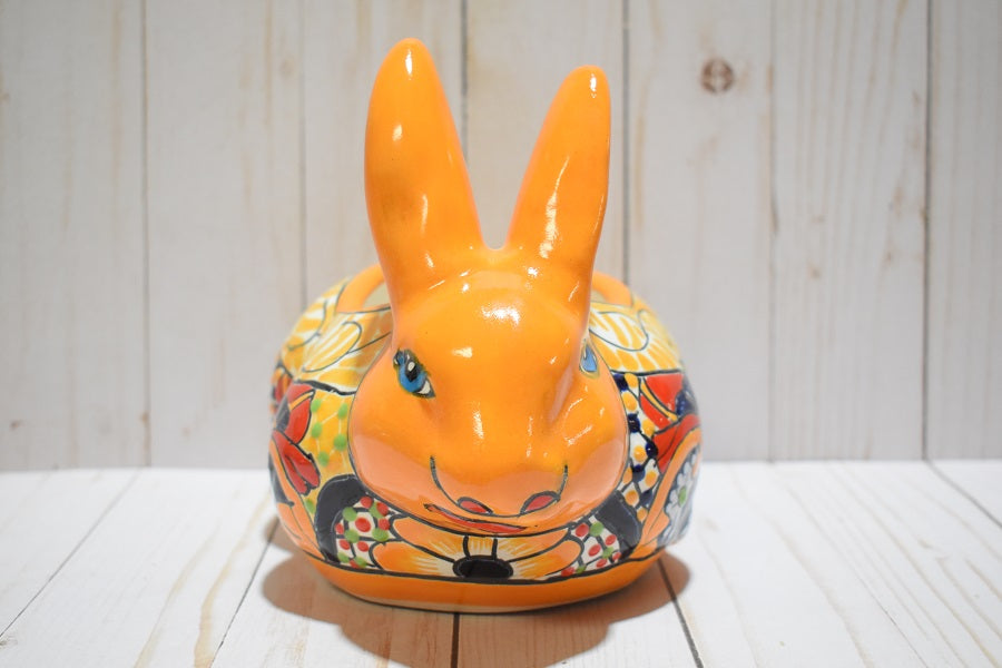 Rabbit Planter, Sevilla Yellow Pottery Design, Ceramic Rabbit Flowerpot