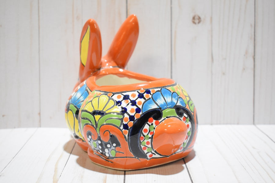Rabbit Planter, Sevilla Brown Pottery Design, Ceramic Rabbit Flowerpot